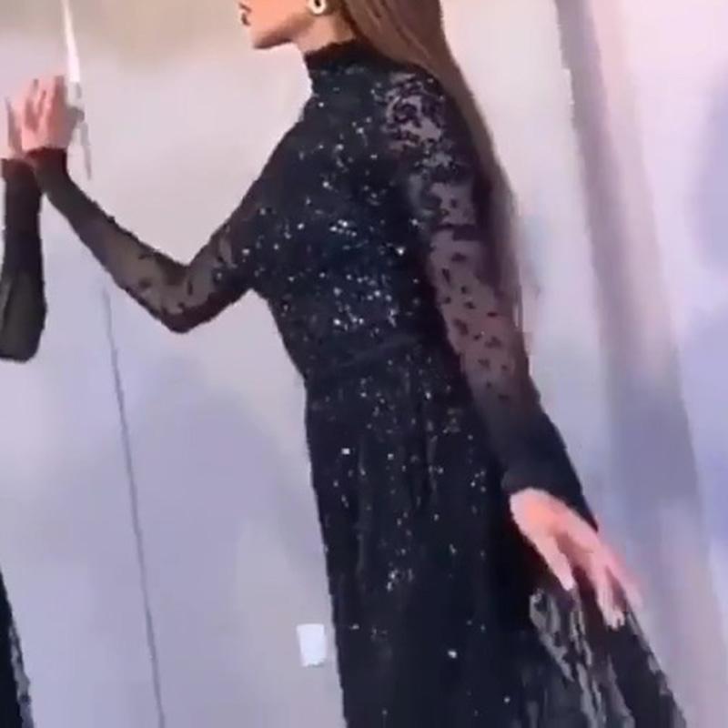 Gilded Long Sleeve Prom Dress