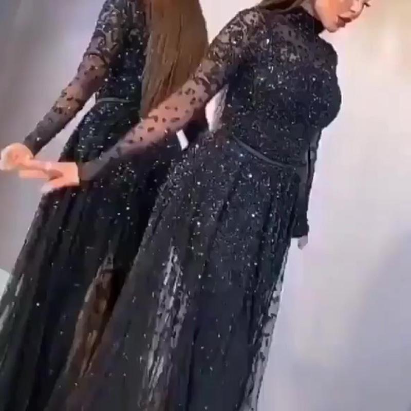 Gilded Long Sleeve Prom Dress