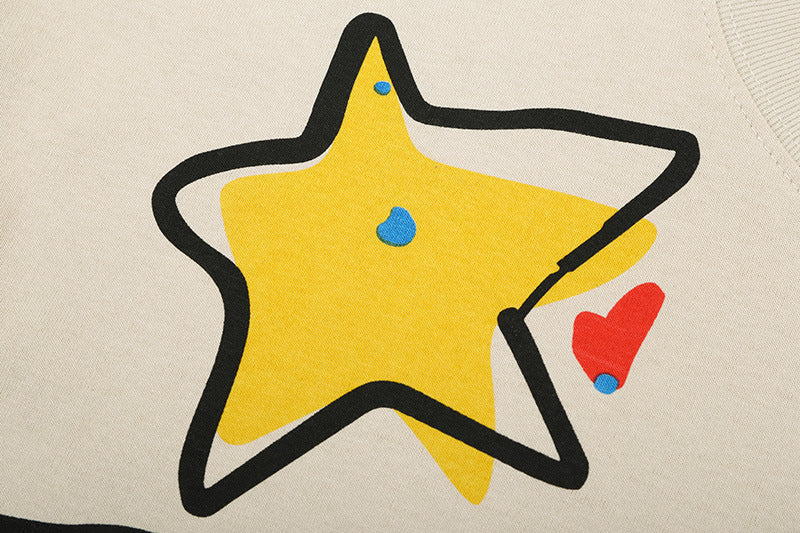 Street Loose Graffiti Stars Print T-Shirts For Men And Women