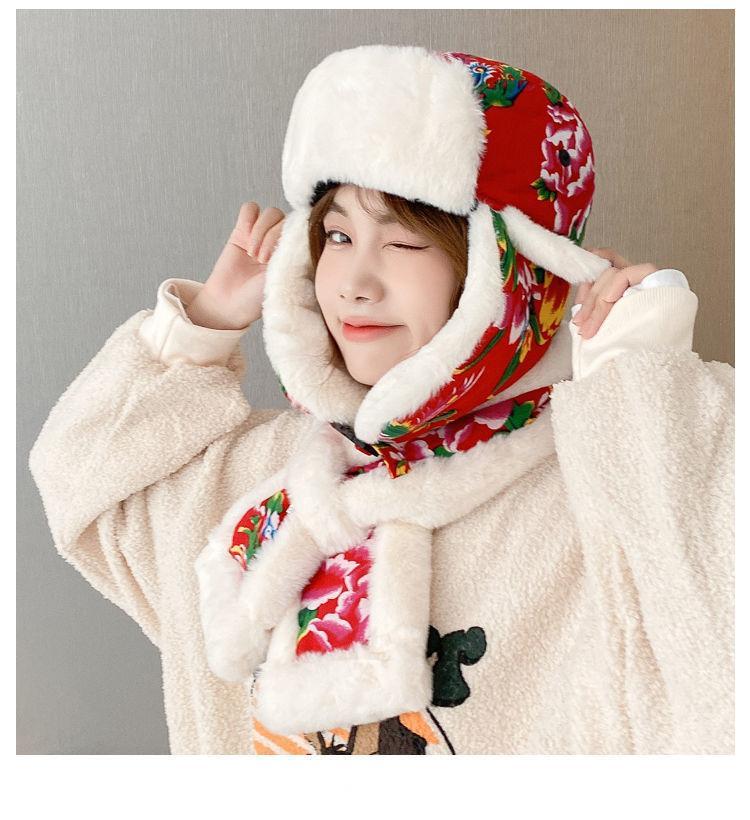 Hat Woman Winter Warm Ear Cotton