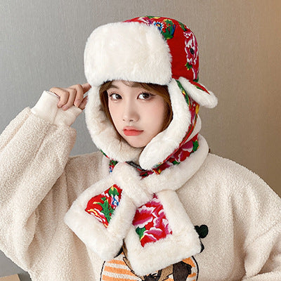 Hat Woman Winter Warm Ear Cotton